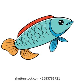 Arowana fish isolated flat vector illustration on white background