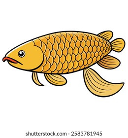 Arowana fish isolated flat vector illustration on white background