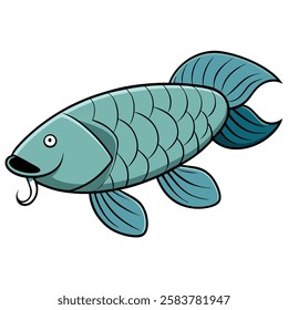 Arowana fish isolated flat vector illustration on white background