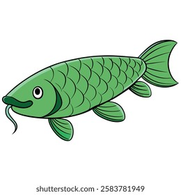 Arowana fish isolated flat vector illustration on white background