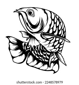 Arowana Fish line art design