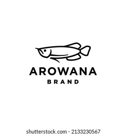 Arowana fish logo in line art style. Simple and minimal fresh water arowana fish icon outline design 