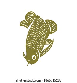 Plantilla vectorial del logotipo del pez de Arowana, conceptos de diseño del logotipo del pez de Arowana creativo, símbolo del icono, ilustración