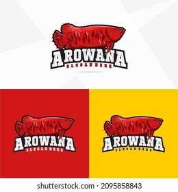 Arowana fish logo vintage, Arowana illustration 