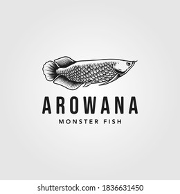 arowana fish logo vintage vector illustration design