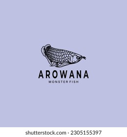 arowana fish logo vintage vector illustration design