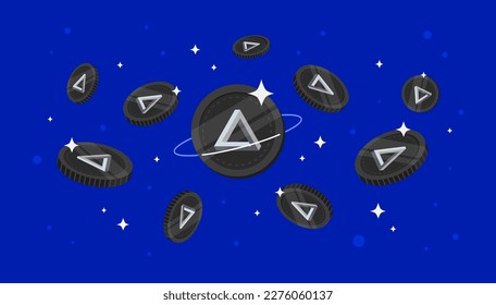 ARPA Chain coins falling from the sky. ARPA cryptocurrency concept banner background.