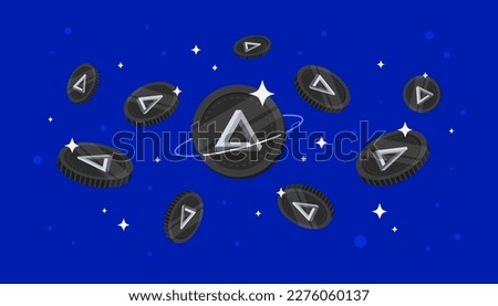 ARPA Chain coins falling from the sky. ARPA cryptocurrency concept banner background.