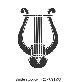 Arpa Lire Icon Silhouette Illustration. Music Instrument Vector Graphic Pictogram Symbol Clip Art. Doodle Sketch Black Sign.