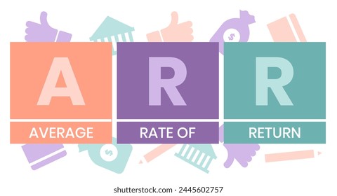 ARR, Average Rate of Return. Concept with keyword and icons. Flat vector illustration. Isolated on white.