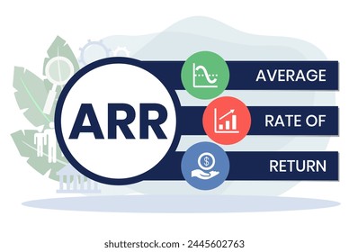 ARR, Average Rate of Return. Concept with keyword and icons. Flat vector illustration. Isolated on white.