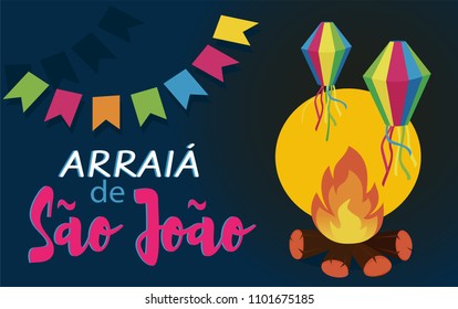 Arraia de Sao Joao es la fiesta de San Juan en portugués. Fondo de la ilustración del vector.