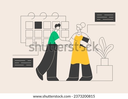 Arrange appointment abstract concept vector illustration. Arrange visit, book appointment, initiate interview, apply for job, send request, website menu bar, user experience abstract metaphor.