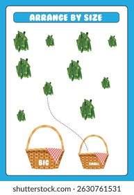 Arrange by size big or small worksheet