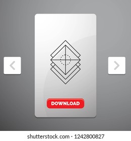 Arrange, design, layers, stack, layer Line Icon in Carousal Pagination Slider Design & Red Download Button