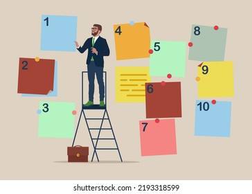 Arrange To Do List Which Job To Do Before And After, Set Work Priority,  Task Management Concept. Businessman Manage To Prioritize Sticky Note With Number.