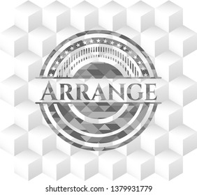 Arrange  grey badge with geometric cube white background