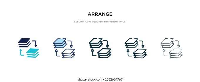 arrange icon in different style vector illustration. two colored and black arrange vector icons designed in filled, outline, line and stroke style can be used for web, mobile, ui