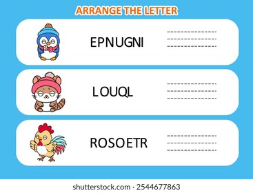 arrange the letter in order. worksheet for kids