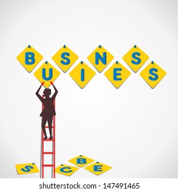 arrange letter push pin make business word vector
