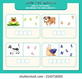 Arrange the letters in order with pictures illustration