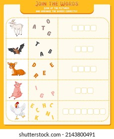 Arrange the letters in order with pictures illustration