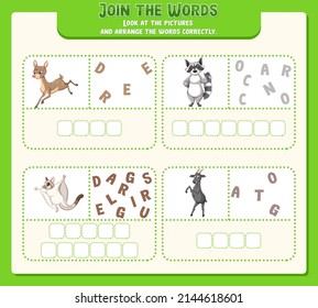 Arrange the letters in order with pictures illustration