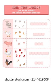 Arrange the letters in order with pictures illustration