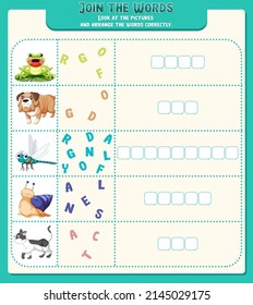 Arrange the letters in order with pictures illustration