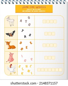 Arrange the letters in order with pictures illustration