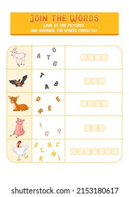 Arrange the letters in order with pictures illustration