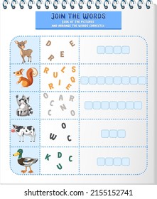 Arrange the letters in order with pictures illustration