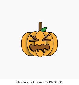 Arrange pumpkin on white background. Your orange pumpkin for the Halloween holiday. Vector illustration