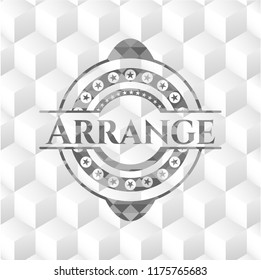 Arrange  realistic grey emblem with cube white background