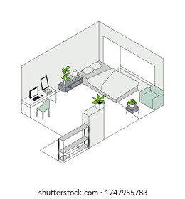 Arrange the room, furniture. Vector flat style. illustration.