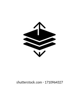 Arrange vector icon in black solid flat design icon isolated on white background