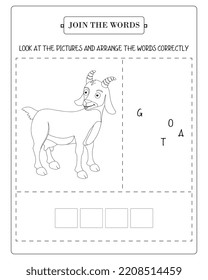 Arrange The Word Correctly Kids Worksheet, Word Teaching Material  Kids Worksheet, Teaching Material for Children 