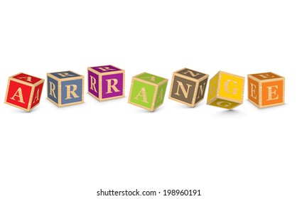 ARRANGE written with alphabet blocks - vector illustration