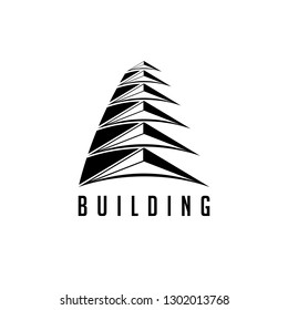 Arranged Arrows That Form a Building Logo Vector.