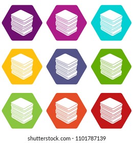 Arranged clothes icons 9 set coloful isolated on white for web