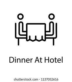 Arranged dining table with seated couple conceptualizing dinner at hotel