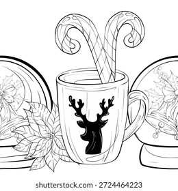 Arreglo de bastones de caramelo dentro de una taza Patrón sin fisuras para decoración festiva Diseño de fondo Elementos de borde para proyectos de Festiva