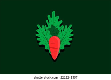 Disposición de zanahorias y lechuga en vectores, para diseño o logotipo.