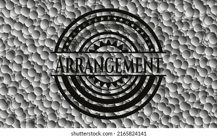 Arrangement dark icon or emblem with grey bubbles background. Vector Illustration. Detailed. 