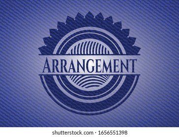 Emblema de montaje con textura de jean. Ilustración vectorial. Detallado.