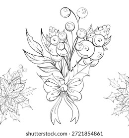 Arranjo de flores e bagas com estilo de padrão contínuo plano de fundo elegante e design de bordas decorativas para ocasiões festivas e temas sazonais