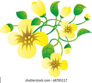 Arrangement of flowers and stems