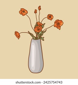 Arrangement of flowers in a vase.