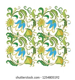 Arrangement of flowers - vector composition with stylized bellflowers, on white background