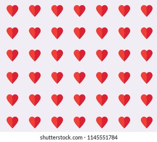 Arrangement of hearts on a light background, pattern
